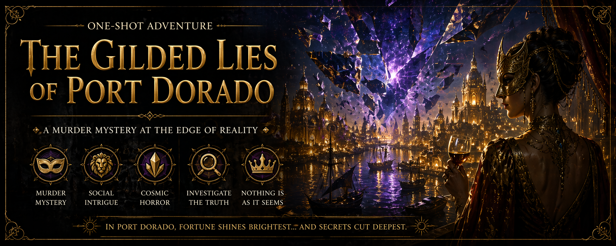 Banner art for The Gilded Lies of Port Dorado